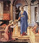 Fra Filippo Lippi Wall Art - The Annunciation with two Kneeling Donors